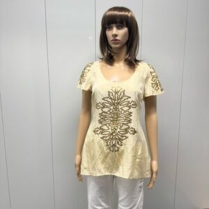 STUDDED SEQUIN SILK BLOUSE